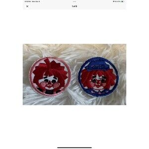 Raggedy Ann & Andy Sew On Embroidered Round Patch Vintage Set Of 2